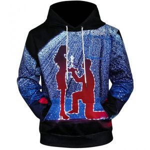 3D Galaxy Lovers Print Valentines Day Hoodie 3D