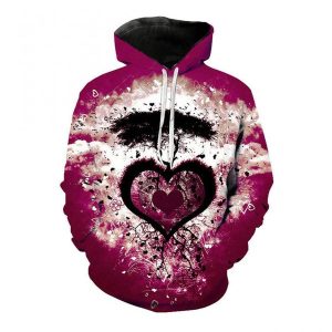 3D Printed Love Hoodies Valentines Cool Lovers Heart Hoodie