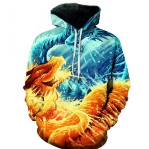 3D Pullover Hoodies Ice Fire Dragon