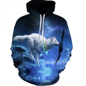 3D Pullover Hoodies Night Wolf