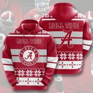 Alabama Crimson Tide Ncaa Team Logo X-Mas Pattern Gift For Fan 3d Hoodie