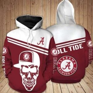 Alabama Crimson Tide Skull 3D Hoodie