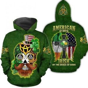 American Skull St Patrick Day 3D Hoodie