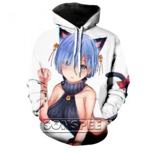 Anime Re Zero Rem Sexy Cosplay Cat Girl 3D Print Loli Men Women Harajuku Hoodies