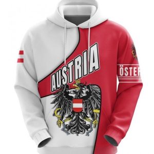 Austria Red And White Amazing 3D Printed Sublimation Hoodie