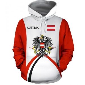 Austria White Red Amazing 3D Printed Sublimation Hoodi