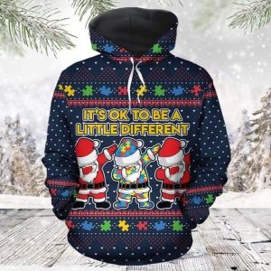 Autism Christmas Blue Cute Design 3D Printed Sublimation Hoodie