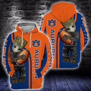 Baby Groot Auburn Tigers 3D All Over Print Hoodie