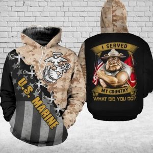 BeKingArt 3D Veteran Marine Camouflage Gift For Marine Bulldog Marine US Marine Hoodie