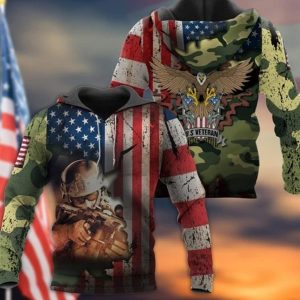 BeKingArt 3D Veteran United States US Hoodie