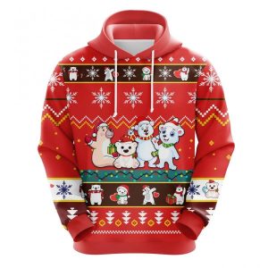 Bear Christmas cute Noel Mc Ugly Hoodie Red 3D