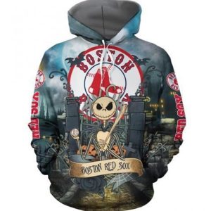 Boston Red Sox With Jack Skellington All Over Print 3D Hoodie