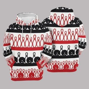 Bowling Red And White Amazing 3D Printed Sublimation Hoodie