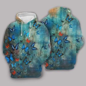 Butterfly Blue High Quality 3D Printed Sublimation Hoodie