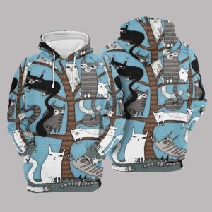 Cat Cute Blue 3D Printed Sublimation Hoodie