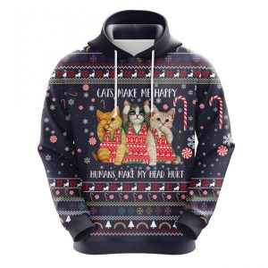 Cat Make Me Happy Christmas Cute Noel Mc Ugly Hoodie