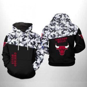 Chicago Bulls NBA Camo Veteran Team 3D Printed Hoodie