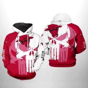 Chicago Bulls NBA Team Skull 3D Printed Hoodie