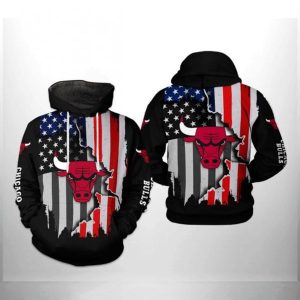 Chicago Bulls NBA US Flag Team 3D Hoodie