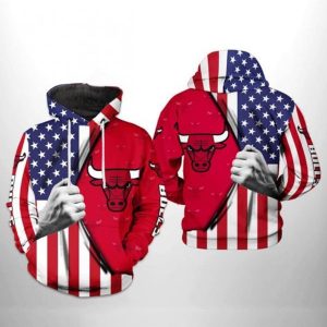 Chicago Bulls NBA US Flag Team 3D Printed Hoodie