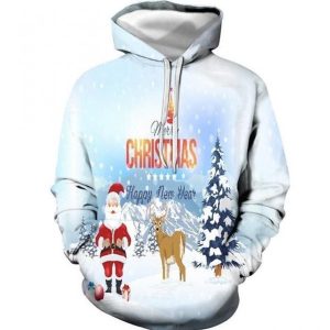 Christmas Blue High Quality 3D Printed Sublimation Hoodie