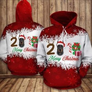 Christmas Dobermann Burgundy Red Cute 3D Printed Sublimation Hoodie