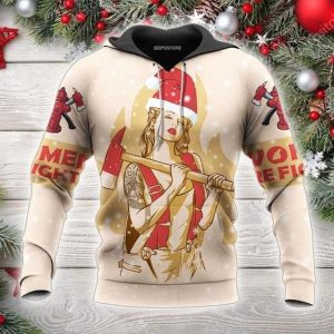 Christmas Firefighter Colorful Christmas 3D Hoodie