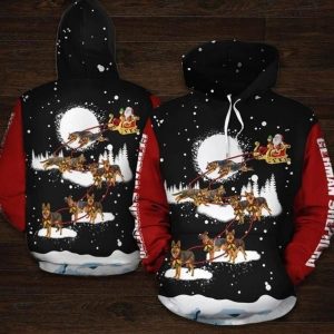 Christmas German Shepherd Black Red Basic 3D Printed Sublimation Hoodie