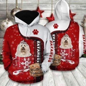 Christmas Havanese Red And White Cute 3D Printed Sublimation Hoodie