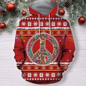 Christmas Hippie Red Unique 3D Printed Sublimation Hoodie