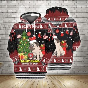 Christmas Pug Red Christmas 3D Hoodie