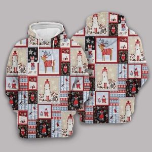 Christmas Red And Cream Cool Design 3D Printed Sublimation Hoodie