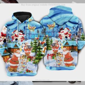 Christmas Santa And Snowman Best Friends Hoodie 3D