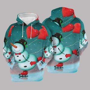 Christmas Snowman Green Unique 3D Printed Sublimation Hoodie