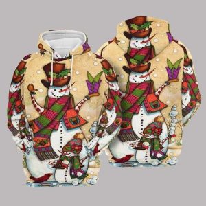 Christmas Snowman Multicolor Awesome 3D Printed Sublimation Hoodie