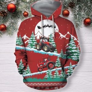 Christmas Tractor Red Cute Design 3D Printed Sublimation Hoodie