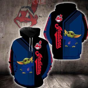 Cleveland Indians Baby Yoda Green 3D Hoodie