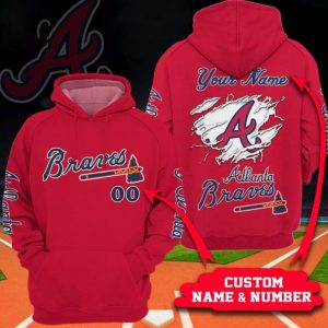 Custom Name And Number Atlanta Braves Full Print 3D Hoodie