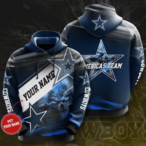 Custom name Dallas Cowboys Skull Full Printed Hoodie