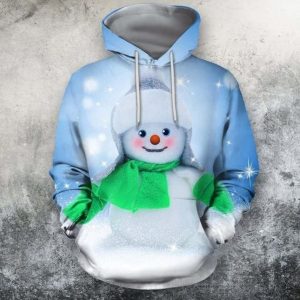 Cute Christmas Blue 3D Printed Sublimation Hoodie
