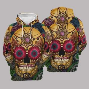 Day Of The Dead Skull Flower Unisex 3D Hoodie