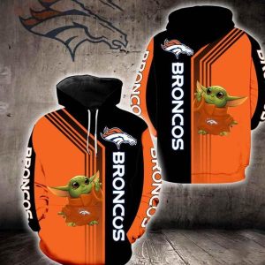 Denver Broncos Baby Yoda Green New 3D Hoodie