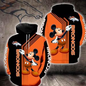 Denver Broncos Mickey Mouse 2D Hoodie