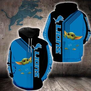 Detroit Lions Baby Yoda Green 3D Hoodie