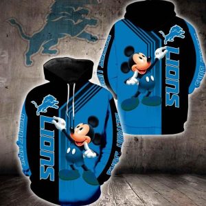 Detroit Lions Mickey Mouse 3D Hoodie
