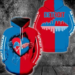Detroit Red Wings Detroit Lions 3D Hoodie