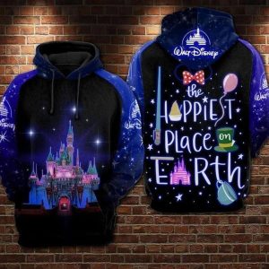 Disney Hoodie Sweater Shirt The Happiest Place on Earth Over Print 3D Hoodie