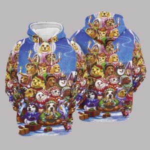 Dog Christmas Blue Unique 3D Printed Sublimation Hoodie