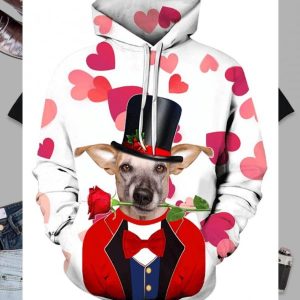 Dog Red And White Unique 3D Printed Sublimation Hoodie