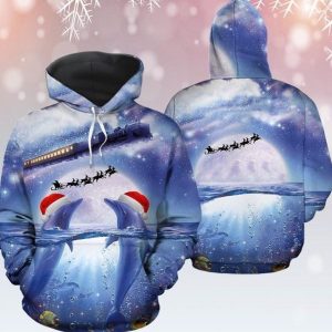 Dolphin Christmas Blue Amazing 3D Printed Sublimation Hoodie
